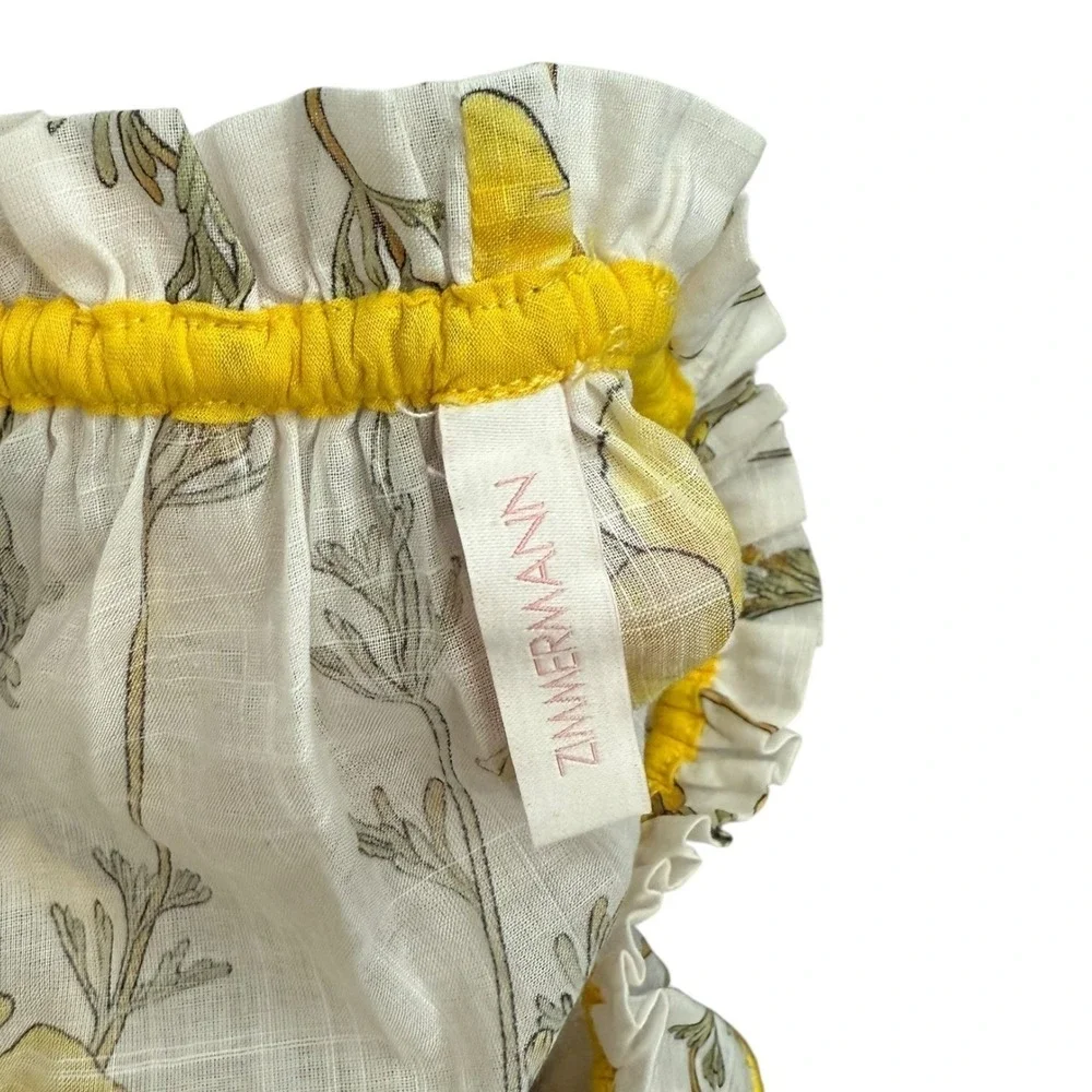 Zimmermann Jeannine Matching Skirt Set Yellow Floral Girls 6/8 Logo Print